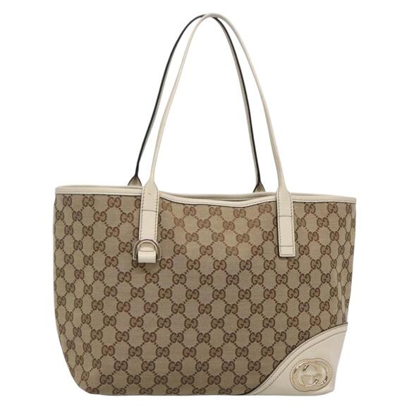 GUCCI GG Canvas Tote Bag Beige Gold - Picture 1 of 16